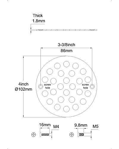 4 Inch Screw-in Round Shower Drain Cover Replacement Floor Drainer with Screws (Brushed Nickel) - color: Brushed Nickel