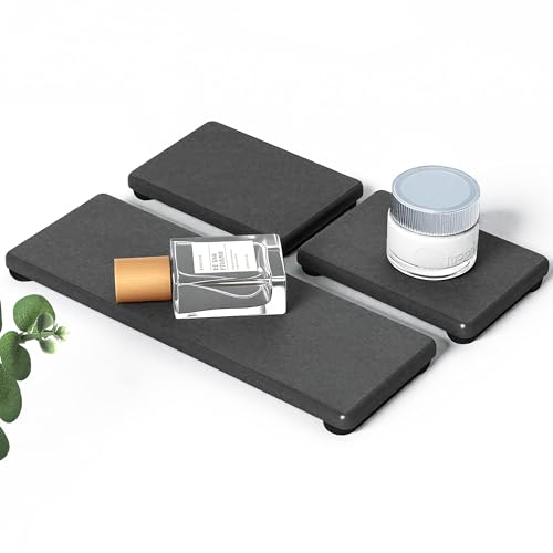 3PCS Stone Drying Tray, Water Absorbing Stone Tray for Sink, Stones Soap Trays, Fast Dry Diatomite Stones Mat,Used for Hand Soaps,Sponge,Toothbrush Holder in Bathroom Counter and Kitchen Sinks - color: 3pcs Dark Gray