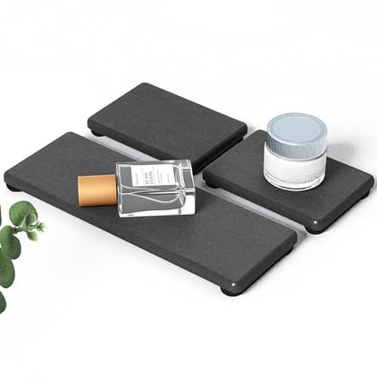 3PCS Stone Drying Tray, Water Absorbing Stone Tray for Sink, Stones Soap Trays, Fast Dry Diatomite Stones Mat,Used for Hand Soaps,Sponge,Toothbrush Holder in Bathroom Counter and Kitchen Sinks - color: 3pcs Dark Gray