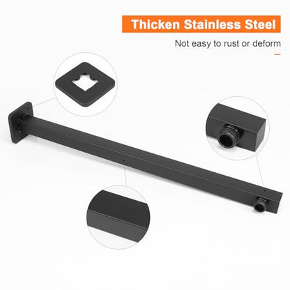 Shower Arm, Rain Shower Head Extension Extender, With Flange and Teflon Tape, Made of Thicken Stainless Steel for Bathroom Rainfall Shower (20 Inch, Matte Black) - color: Matte Black, style: 20 Inch