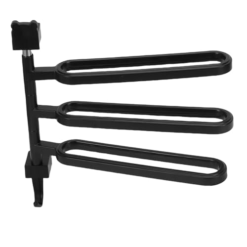 Emoshayoga Swivel Towel Rack High Strength ABS Multi Arm Towel Bar Wall Mounted for Bathroom Black 180 Degree Rotating 5 Units (3 Rods) - color: 3 Rods