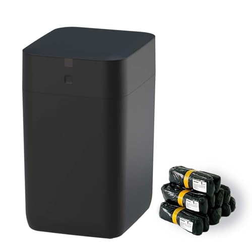Airdeer Automatic Trash Can, 4 Gallon Self Sealing and Self-Changing Smart Trash Can Motion Sensor, Touchless Garbage can with lid for Kitchen Bathroom Bedroom, 6 Refill Rings(A1, Black)