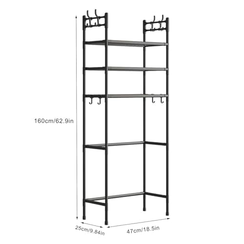 3-Tier Over-The-Toilet Storage Shelf - Sturdy Stainless Steel Bathroom Organizer for Toiletries, Towels & Essentials - Space-Saving Design - color: Black