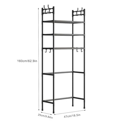 3-Tier Over-The-Toilet Storage Shelf - Sturdy Stainless Steel Bathroom Organizer for Toiletries, Towels & Essentials - Space-Saving Design - color: Black