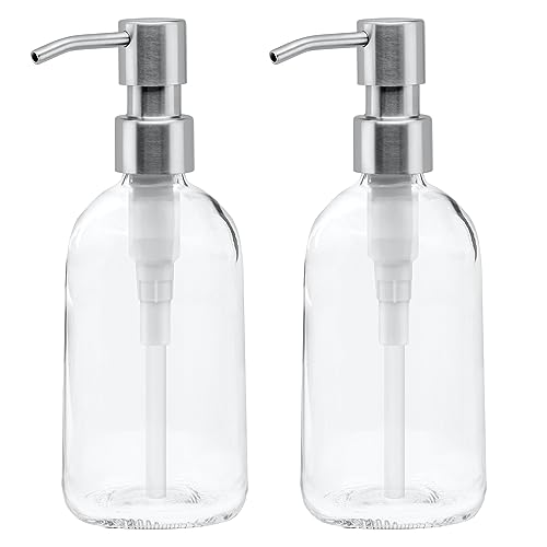 Grove Co. Gel Hand Soap Dispenser, 2 x 13.5 oz Glass Bottles | Glass bottles; Stainless-steel pumps; Reusable; Pair with Grove Co. Hand Soap; No Plastic Waste - size: 27 Ounce ( Pack of 2)