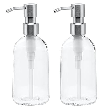 Grove Co. Gel Hand Soap Dispenser, 2 x 13.5 oz Glass Bottles | Glass bottles; Stainless-steel pumps; Reusable; Pair with Grove Co. Hand Soap; No Plastic Waste - size: 27 Ounce ( Pack of 2)