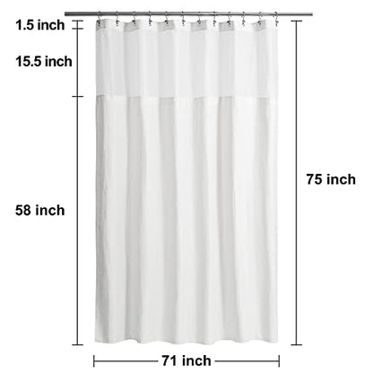 N&Y HOME Long Waffle Weave Shower Curtain with Snap-in Liner 71x75, White | 12 Hooks & Snap on Fabric Liner, Washable, Mesh Window, Hotel Style, 75 inches Length Shower Curtain Set for Bathroom - color: White, size: 71"W x 75"L (Pack of 1)
