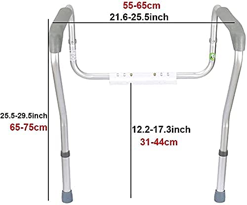 Grab Bars Toilet Grab Bars Free Standing Toilet Safety Surround Frame Chair Adjustable Aluminum Alloy Bathroom Anti-Slip Rail Handrail for Elderly Pregnant Disabled