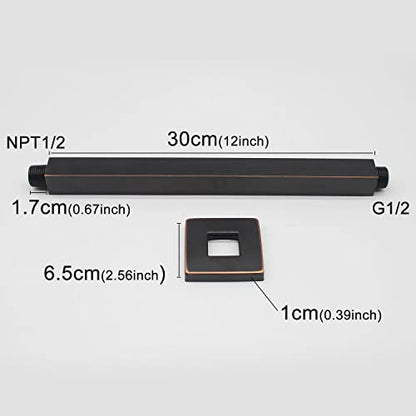 Brass Shower Arm with Flange, ENGA Oil Rubbed Bronze 12 Inch Ceiling Mount Shower Head Extension - color: Oil Rubbed Bronze, style: 12 Inch