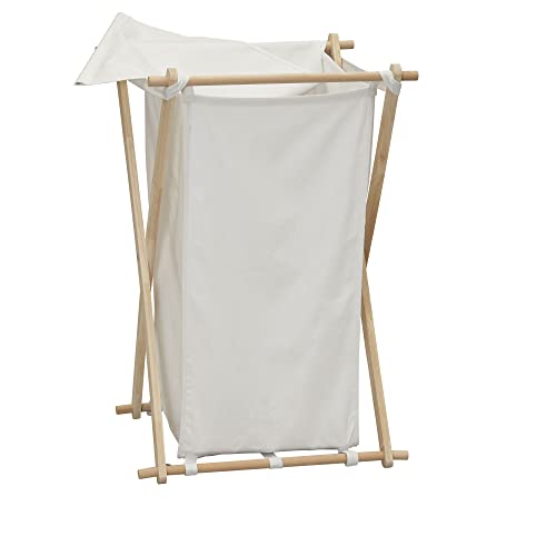 Household Essentials White Househod Essentials Laundry Hamper with Wood X Frame Large - color: White, style: Hamper