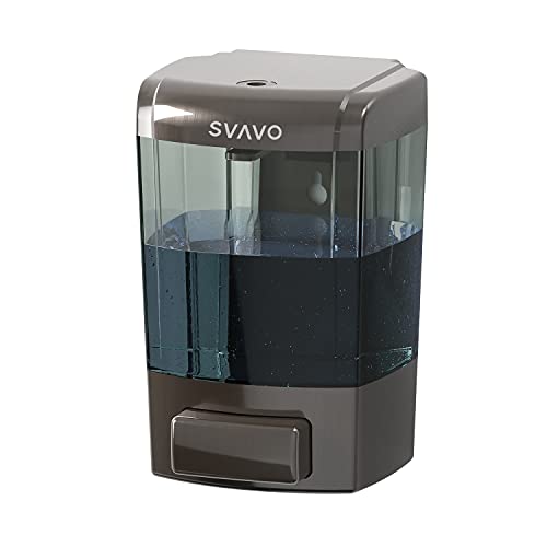 SVAVO Wall Mounted Soap Dispenser Kitchen Bathroom Manual Soap Dispenser Refillable Hand soap Dispenser for Liquid Contianers Shampoo Gel Chamber for Household Commerical 23.7oz (700ml) ABS - color: Dark Gun