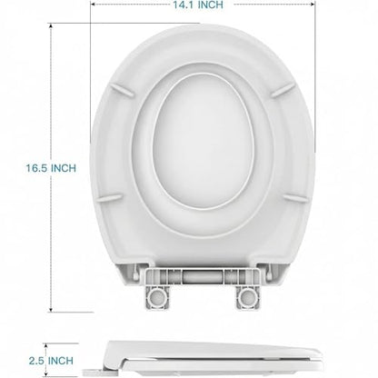 Toilet Seat, Round Toilet Seat with Toddler Seat Built in, Potty Training Toilet Seat Round Fits Both Adult and Child, with Slow Close and Magnets- Round - color: White, size: Round, style: With Toddler Seat