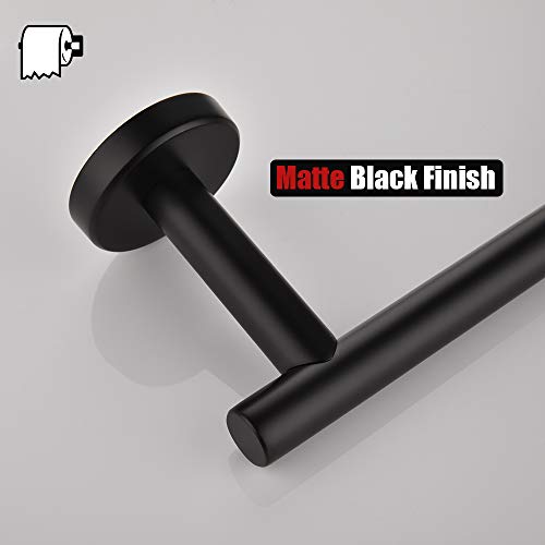 JQK Black Toilet Paper Holder, 5 Inch 304 Stainless Steel Thick 0.8mm Tissue Paper Dispenser, Matte Black Wall Mount, TPH100-PB - color: Black, size: Bar