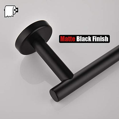 JQK Black Toilet Paper Holder, 5 Inch 304 Stainless Steel Thick 0.8mm Tissue Paper Dispenser, Matte Black Wall Mount, TPH100-PB - color: Black, size: Bar