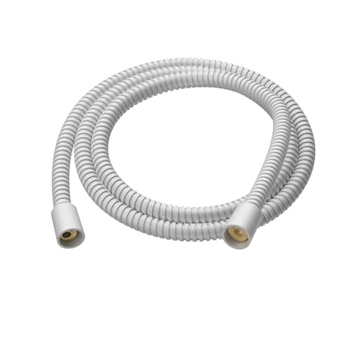 Shower Hose, 79 Inches Extra Long Stainless Steel Handheld Shower Head Hose Replacement with Brass Insert and Nut, Flexible Hose Extension for Hand Held Shower Head - color: White