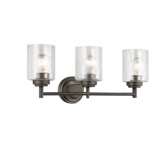 Kichler Winslow 21.5" Vanity Light in Olde Bronze®, 3-Light Transitional Bathroom Light with Clear Seeded Glass. (21.5" W x 9.25" H), 45886OZ - color: Old Bronze, size: 21.5"