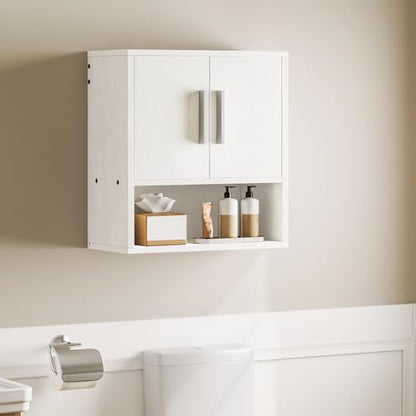 HOOBRO Bathroom Wall Cabinet, Medicine Cabinet, 15 x 16.1 Bathroom Wall Cabinet with Adjustable Shelf, Over The Toilet Wall Bathroom Storage Cabinet for Bathroom, Bedroom, White