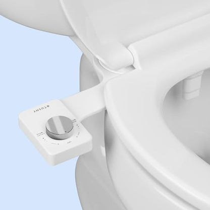 TUSHY Fresh Dual Nozzle Cool Water Bidet, Chrome Knob | Ultra Slim Toilet Seat Attachment, Non-Electric, 180° Front and Rear Wash, Self-Cleaning, 10 Minute DIY Install - color: Chrome Knob, style: Dual Nozzle