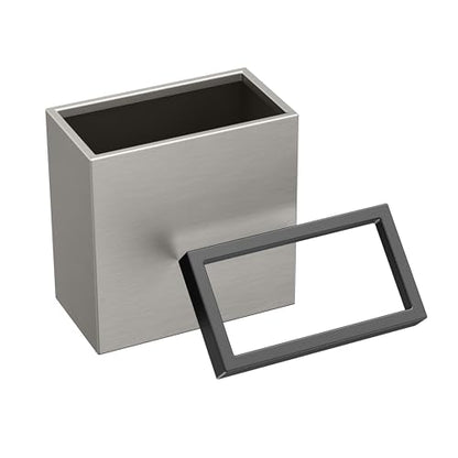 Gatco Modern Rectangle Wastebasket, Satin Nickel and Matte Black Combo - Stainless Steel Trash Can with Removable Lid, Leakproof, 3 Gallon Capacity for Bathroom, Bedroom, Kitchen, or Office - color: Satin Nickel / Matte Black