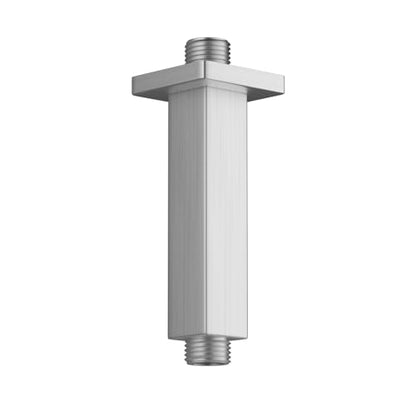 Brushed Nickel Shower Arm with Flange, 4 inch, Short | Universal Replacement Part for Ceiling-Mounted Square Straight Shower Head Extension Arm Pipe, Stainless Steel - color: Brushed Nickel