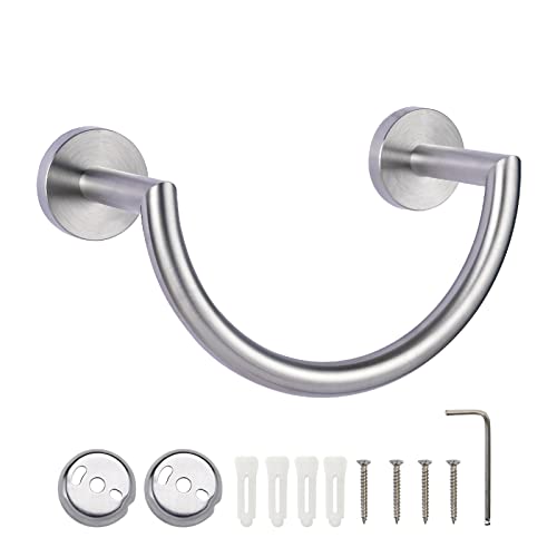 HouseAid Stainless Steel Towel Ring for Bathroom, Hand Towel Holder, Modern Semi-Circular Hand Towel Rack, Wall Mounted, Brushed Nickel - color: Brushed Nickel