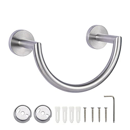 HouseAid Stainless Steel Towel Ring for Bathroom, Hand Towel Holder, Modern Semi-Circular Hand Towel Rack, Wall Mounted, Brushed Nickel - color: Brushed Nickel