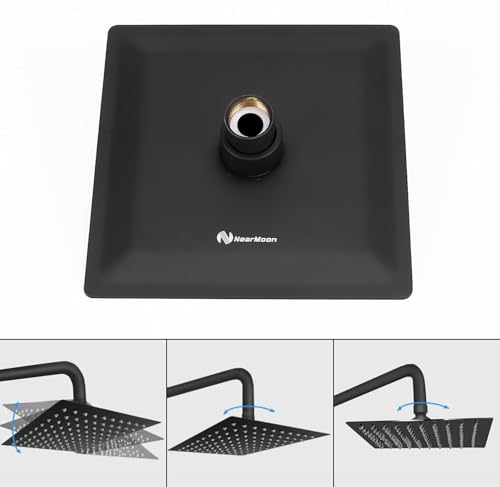 NearMoon Rain Shower Head, High Flow Stainless Steel Square Rainfall Shower, High Pressure Design, Awesome Shower Experience Even At Low Water Flow (6 Inch, Matte Black) - color: Matte Black, size: 6 Inch Square