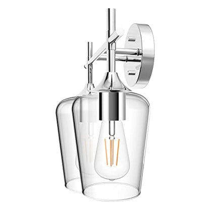 Ralbay Chrome Bathroom Light Fixtures 2-Lights with Clear Glass Modern Wall Mount Lighting Industrial Farmhouse Bathroom Vanity Lights Wall Sconce Chrome - color: Chrome, size: 2-Light