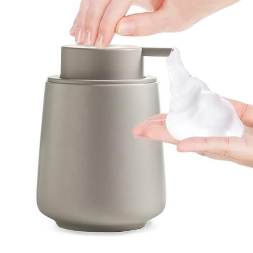 Ceramic Foaming Soap Dispenser, Elegant Bottle for Bathroom(Oatmeal) | Chic Colors for Home Décor - color: Oatmeal
