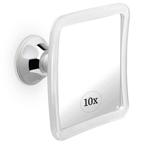 10X Magnifying Makeup Mirror with Suction Cup - Suitable for Cosmetic, Vanity, Bathroom, and Travel Use - Designed for Precise Makeup Application and Skin Care - 6.3" x 6.3" (Square)