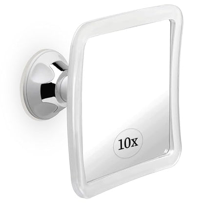 10X Magnifying Makeup Mirror with Suction Cup - Suitable for Cosmetic, Vanity, Bathroom, and Travel Use - Designed for Precise Makeup Application and Skin Care - 6.3" x 6.3" (Square)