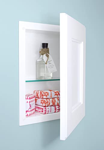 11x14 Concealed Picture Frame Medicine Cabinet without Mirror for Bathroom, Recessed in the Wall, Made in North America, Real Wood, NO MDF, Adjustable Shelves, White Solid Panel - color: White Solid Wood Panel, size: 11x14