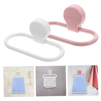 2Pcs Self Adhesive Towel Rings for Bathroom Wall No Drill Hand Towel Holder Kitchen Towel Rack Easy Installation Towel Hanger for Home Decor