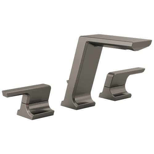 Delta Pivotal Black Stainless Bathroom Faucet 3 Hole, 8 Inch Widespread Bathroom Sink Faucet for Vanity, Metal Push-Pop Drain, Lumicoat Black Stainless 3599LF-KS-PR-MPU - color: Black Stainless