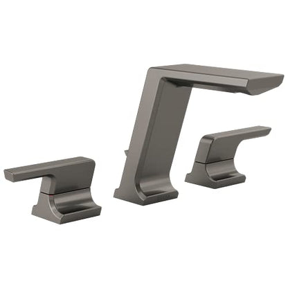 Delta Pivotal Black Stainless Bathroom Faucet 3 Hole, 8 Inch Widespread Bathroom Sink Faucet for Vanity, Metal Push-Pop Drain, Lumicoat Black Stainless 3599LF-KS-PR-MPU - color: Black Stainless