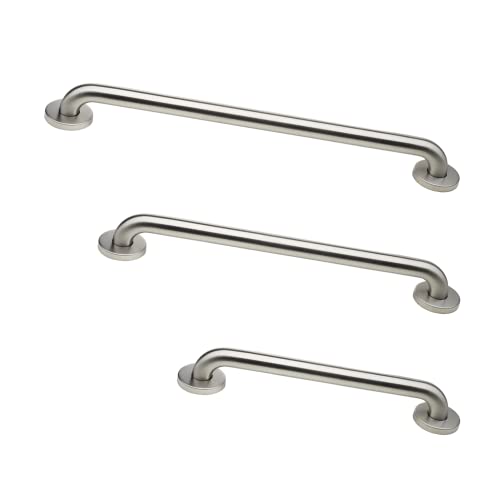 ADA Grab Bar Bundle, Brushed Stainless, Pack of 3, 18/36/42 in | ADA Compliance, 1.5 in Diameter, Toilet and Shower Grab Bars, for Commercial Restrooms - color: Brushed Stainless