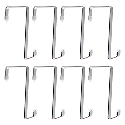 Heavy-duty Single Over Door Hooks, Stainless Steel Hanger Organizer for Hanging Bag, Towel, Bath Robe, Shoe Rack, Fit 1-1/2" to 1-3/4", Rubber Protective Head, Great Replacement (Silver, 8 Pack) - size: 8 Pack