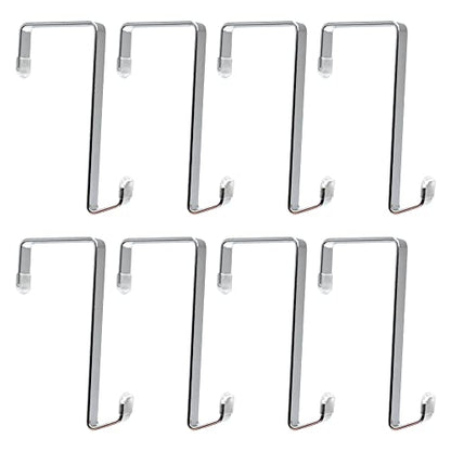 Heavy-duty Single Over Door Hooks, Stainless Steel Hanger Organizer for Hanging Bag, Towel, Bath Robe, Shoe Rack, Fit 1-1/2" to 1-3/4", Rubber Protective Head, Great Replacement (Silver, 8 Pack) - size: 8 Pack
