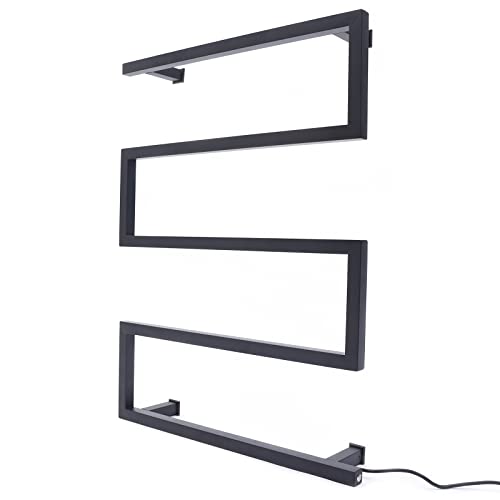Electric Towel Warmer,90W Black Stainless Steel Towel Warmer Rack,Wall Towel Drying Rack,Wall Mounted Heated Towel Rack for Bathroom(31.5x23.6x4.7Inches)
