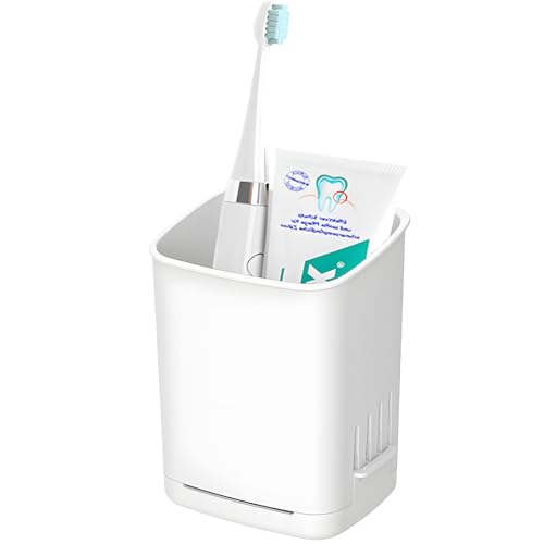 Toothbrush Holder Cup Wall Mounted Drill-Free for Bathroom Shower Electric Toothbrush Toothpaste Razor Holder Removable Waterproof Sturdy Self Draining, Tableware Holder for Kitchen(1pcs&White) - color: White-1pcs