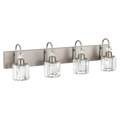Ralbay 4-Light Crystal Vanity Light for Bathroom Brushed Nickel Modern Bathroom Light Fixtures - color: Round-Brushed Nickel, size: 4-light