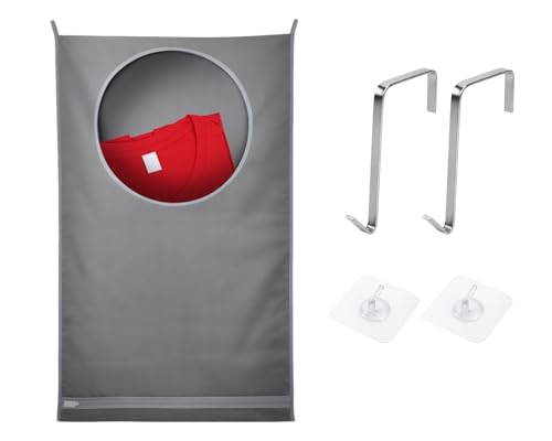 Hanging Laundry Hamper Bag, 29.1x19.3 Inch Over Door Laundry Hamper for Bathroom Bedroom Clothes Storage Organizer Gray