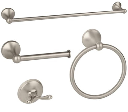 4-Piece Brushed Nickel Bathroom Hardware Accessories Set, 24 Inch Towel Bar, Towel Rack, Bathroom Towel Holder - color: Brushed Nickel