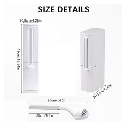 Rv Camper Trash Can Inside [Space Saving & Odor-Proof], Skinny Bathroom Trash Can and Toilet Brush Set, Ultra Slim Trash Can Bathroom with Lid, Small Garbage Can Tiny Trash Bin Built-in Bag Dispenser