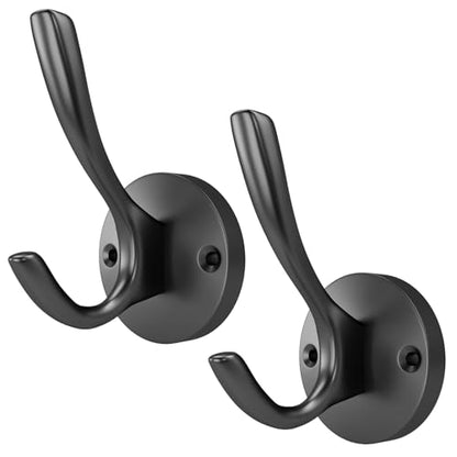 Black Towel Hook Black Towel Hooks for Bathrooms 2 Pack Coat Hook Wall Hook for Hanging and Hat Hooks Towel Hooks for Wall Hooks for Coats Heavy Duty Hook for Hanging Coats Bedroom