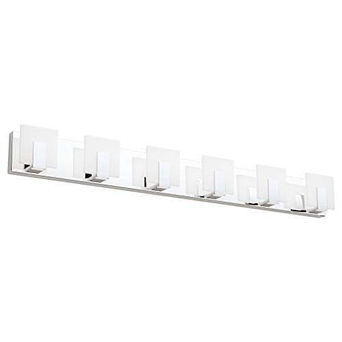 Aipsun 6 Lights Dimmable Modern LED Bathroom Vanity Light Acrylic Stainless Steel Chrome Up and Down Bathroom Wall Light Over Mirror(White Light 6000K) - size: 6 Lights
