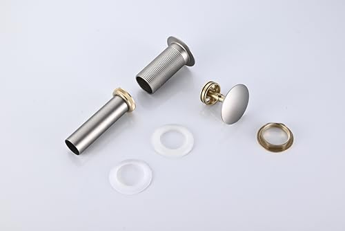 AVSIILE Brushed Nickel Bathroom Sink Drain Without Overflow Vessel Sink Lavatory Vanity Pop Up Drain Stopper, All Metal Rustproof Brass and 304 Stainless Steel - color: Brushed Nickel, style: Non-overflow