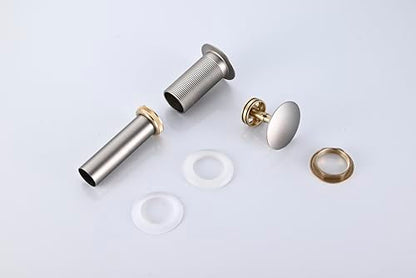 AVSIILE Brushed Nickel Bathroom Sink Drain Without Overflow Vessel Sink Lavatory Vanity Pop Up Drain Stopper, All Metal Rustproof Brass and 304 Stainless Steel - color: Brushed Nickel, style: Non-overflow
