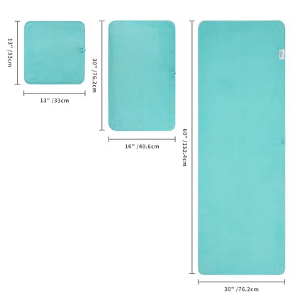 POLYTE 410 GSM Poly Blend Microfiber Quick Dry Bath Towel Set of 6 Pieces | 2-Body Towels, 2-Hand Towels, 2-Wash cloths, Oversize, Lint Free - color: Aqua