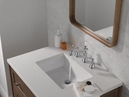 Delta Cassidy Chrome Bathroom Faucet 3 Hole, 8 Inch Widespread Bathroom Sink Faucet for Vanity, Metal Push-Pop Drain Assembly, Chrome 3597LF-MPU - color: Chrome